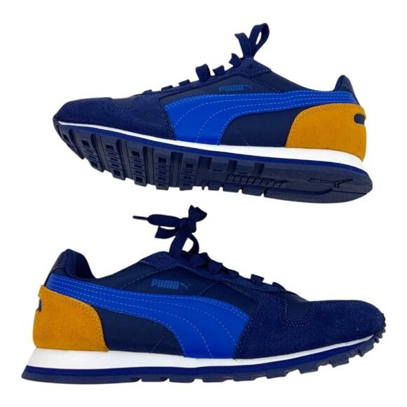 Puma Street Runner Junior Lace Up Sneaker Blue Gold Size 5 NWT $45 MSRP - Picture 1 of 8